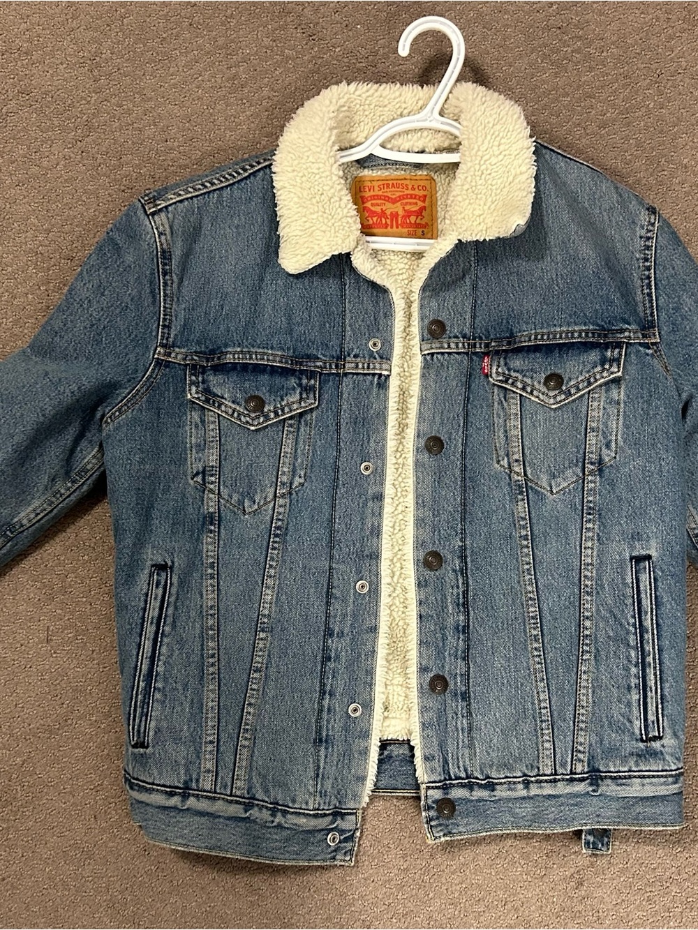 Levi's Blue Denim Sherpa Lined Jacket (Men’s)